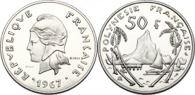 French Polynesia. French overseas territories. 50 Francs 1967 ESSAI. KM E3. NI. 33.00 mm. FDC.