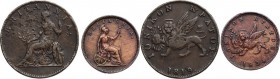 Greece. Ionian Islands. British administration. Lot of two (2) coins: 2 Lepta 1819 and Lepton 1834. KM 31 and 34.. AE.