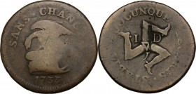 Isle of Man. James Stanley (1702-1736), Earl of Derby. Penny 1733. KM 5. AE. 9.22 g. 28.70 mm. F/Good F.