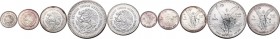 Mexico. Lot of five (5) AR coins: oz, 1/2 oz, 1/4 oz and 1/10 oz and 1/10 oz 1992 (1.9 oz total). AR. About FDC.