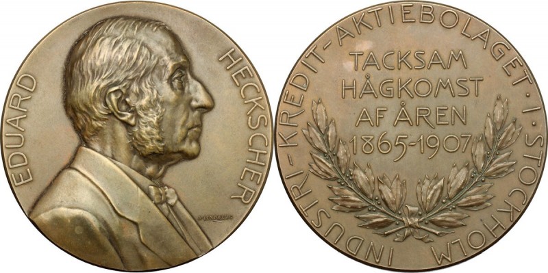 Sweden. Eduard Heckscher (1830-1910). Medal commemorating the role of Managing D...