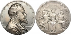 Sweden. Knut Agathon Wallenberg (1853-1938), Swedish banker and politician. Medal 1911 Stockholms Enskilda Bank. AR. 63.50 mm. Opus: Lindberg. EF.