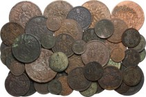 Lotto di quarantasette (47) monete in rame di cui 12 da 5 baiocchi. CU.