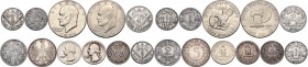 Lotto di undici (11) monete del mondo in diversi metalli (AG e AL). AG e AL.