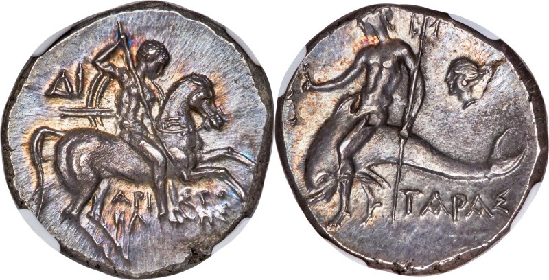CALABRIA. Tarentum. Ca. 281-240 BC. AR stater or didrachm (20mm, 6.56 gm, 1h). N...