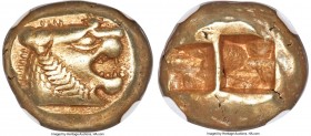 LYDIAN KINGDOM. Alyattes or Walwet (ca. 610-561 BC). EL third-stater or trite (12mm, 4.76 gm). NGC Choice XF S 5/5 - 5/5. Uninscribed issue, Lydo-Mile...