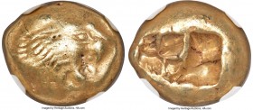 LYDIAN KINGDOM. Alyattes or Walwet (ca. 610-546 BC). EL third-stater or trite (12mm, 4.74 gm). NGC VF 4/5 - 4/5. Uninscribed issue, Lydo-Milesian stan...