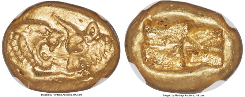 LYDIAN KINGDOM. Croesus (561-546 BC). AV third-stater or trite (11mm, 2.67 gm). ...