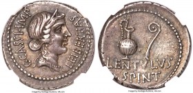 C. Cassius Longinus, Imperator and Assassin of Caesar (44-42 BC). AR denarius (19mm, 3.92 gm, 6h). NGC Choice XF S 5/5 - 5/5. Military mint traveling ...