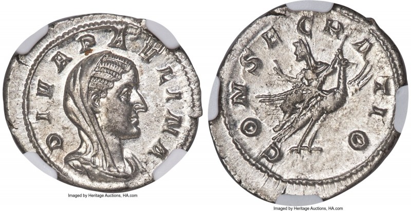 Diva Paulina (died before AD 235). AR denarius (21mm, 2.67 gm, 7h). NGC MS 5/5 -...