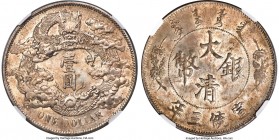 Hsüan-t'ung Dollar Year 3 (1911) MS63 NGC, Tienstin mint, KM-Y31, L&M-37, Kann-227. No period, extra flame variety. Delicately toned in silver and alm...