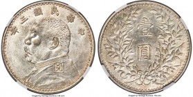 Republic Yuan Shih-kai "Military Issue" Dollar Year 3 (1914) MS63 NGC, cf. KM-Y329 (for original issue), L&M-63 (same), Kann-646 (same). Military/Warl...