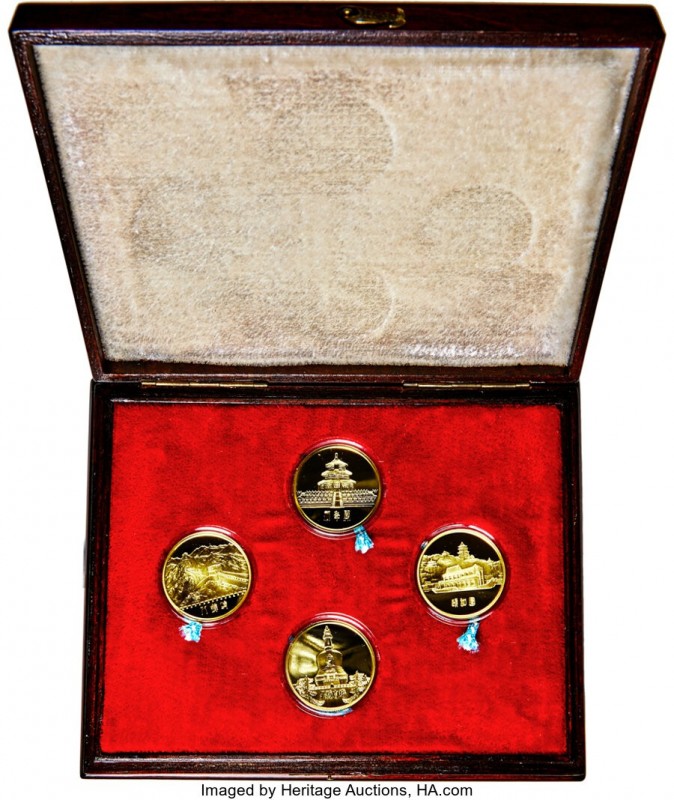 People's Republic 4-Piece Uncertified gold "Beijing Scenery" Medal Proof Set 197...