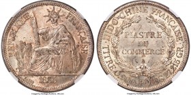 French Colony Piastre 1886-A MS63 NGC, Paris mint, KM5, Dav-251, Lec-267. Lightly toned in silver with an underlying expression of faint peach color a...