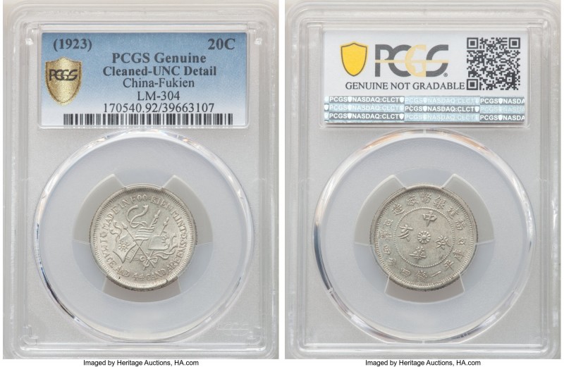 Fukien. Republic 20 Cents CD 1923 UNC Details (Cleaned) PCGS, KM-Y381, L&M-304. ...