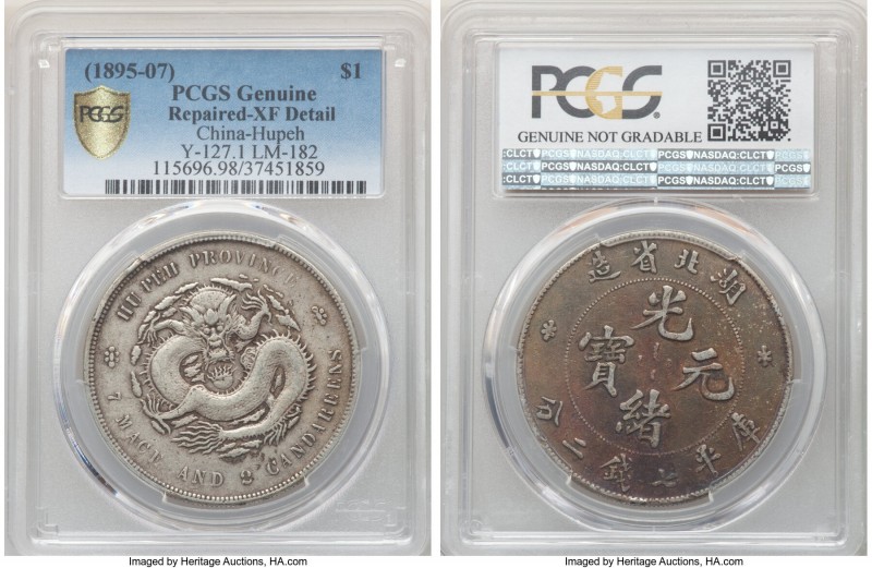 Hupeh. Kuang-hsü Dollar ND (1895-1907) XF Details (Repaired) PCGS, Ching mint, K...