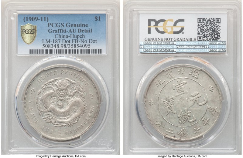 Hupeh. Hsüan-t'ung Dollar ND (1909-1911) AU Details (Graffiti) PCGS, Ching mint,...