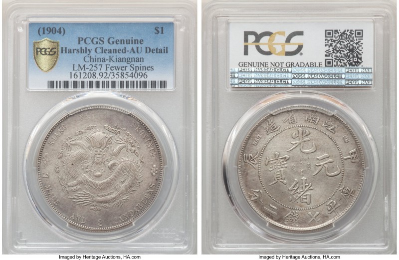 Kiangnan. Kuang-hsü Dollar CD 1904 AU Details (Harshly Cleaned) PCGS, KM-Y145a.1...