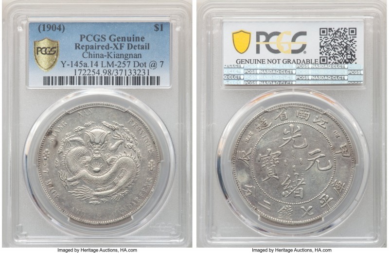 Kiangnan. Kuang-hsü Dollar CD 1904 XF Details (Repaired) PCGS, KM-Y145a.14, L&M-...