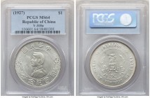 Republic Sun Yat-sen "Memento" Dollar ND (1927) MS64 PCGS, KM-Y318a.1, L&M-49. 6-Pointed Stars. Silky and exuding bright argent color, a full cartwhee...