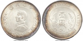 Republic Sun Yat-sen "Memento" Dollar ND (1927) MS63+ PCGS, KM-Y318a.1, L&M-49. 6-Pointed Stars. Visually appealing for the issue, with smooth, velvet...