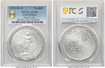 George V Trade Dollar 1911/00-B AU58 PCGS, Bombay mint, KM-T5, Prid-21. Overdated issue with a faint outline of two O's behind the last two digits of ...