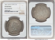 British Colony. Victoria Dollar 1867 XF Details (Rim Damage) NGC, KM10. Displaying a relatively minor edge knock at 4 o'clock with some light specks o...