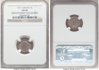 British Colony. Victoria 5 Cents 1877 AU50 NGC, KM10. Silver-toned and well-preserved after only light circulation, lustrous highlights gracing the le...