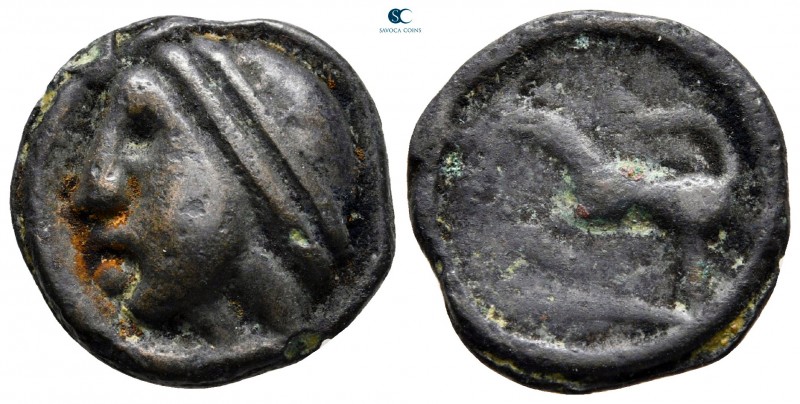 Gaul. Sequani circa 100-60 BC. Potin AE

20 mm, 5,98 g

Celticized head left...