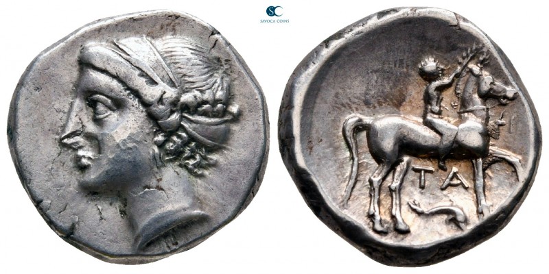 Calabria. Tarentum circa 281-228 BC. "Campano-Tarentine" coinage
Stater AR

1...