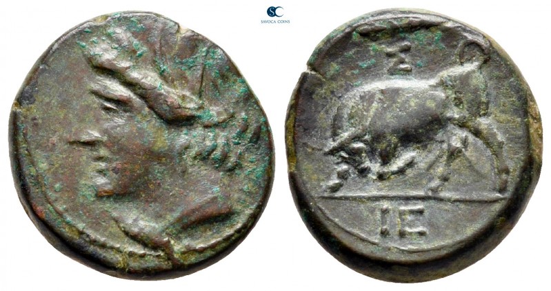 Sicily. Syracuse. Hieron II 275-215 BC. 
Bronze Æ

17 mm, 5,36 g

Wreathed ...