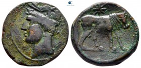 Islands off Sicily. The Carthaginians in Sicily. Sardinia circa 216 BC. Bronze Æ