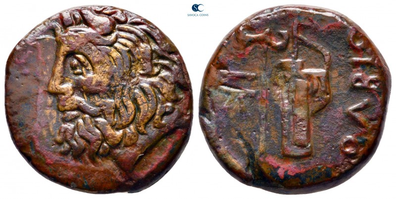 Scythia. Olbia circa 310-280 BC. 
Bronze Æ

21 mm, 10,03 g

Horned head of ...