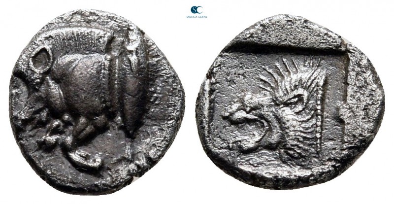 Mysia. Kyzikos circa 480 BC. 
Diobol AR

10 mm, 1,14 g

Forepart of boar le...