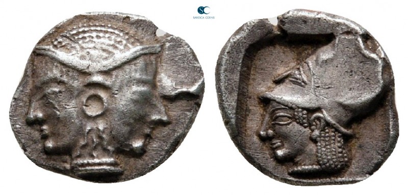 Mysia. Lampsakos circa 500-490 BC. 
Diobol AR

10 mm, 1,24 g

Female janifo...