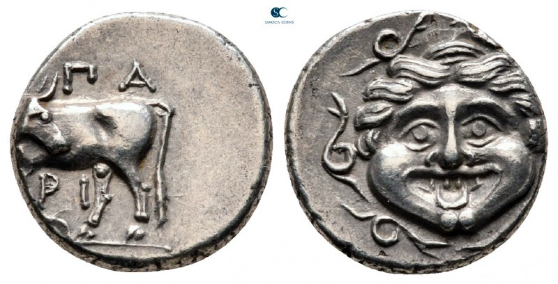 Mysia. Parion circa 400-300 BC. 
Hemidrachm AR

13 mm, 2,31 g

ΠΑ - ΡΙ, bul...