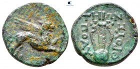 Ionia. Teos circa 370-330 BC. Polythrous, magistrate. Bronze Æ