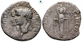 Ionia. Ephesos. Claudius with Agrippina Minor AD 41-54. Struck circa AD 50-51. Cistophoric Tetradrachm AR
