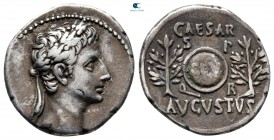 Augustus 27 BC-AD 14. Struck 19-18 BC. Spanish mint (Colonia Caesaraugusta?). Denarius AR