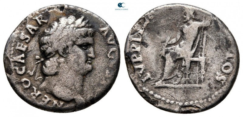 Nero AD 54-68. Rome
Denarius AR

17 mm, 2,66 g

NERO CAESAR AVG[VSTVS], lau...