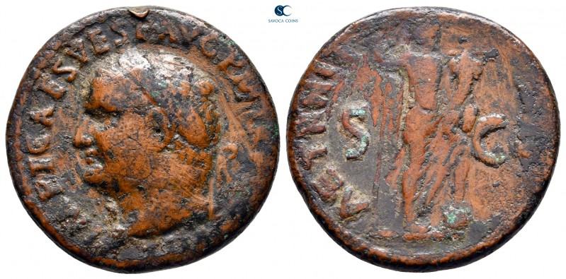 Titus AD 79-81. Rome
As Æ

26 mm, 10,70 g

IMP T CAES VESP AVG PM [TR P COS...