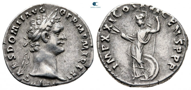 Domitian AD 81-96. Rome
Denarius AR

18 mm, 3,35 g

IMP CAES DOMIT AVG GERM...