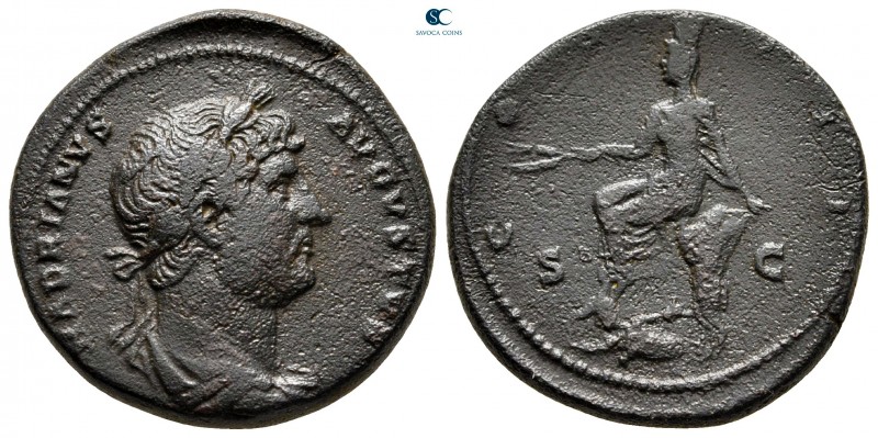 Hadrian AD 117-138. Rome
As Æ

24 mm, 9,26 g

HADRIANVS AVGVSTVS, laureate ...