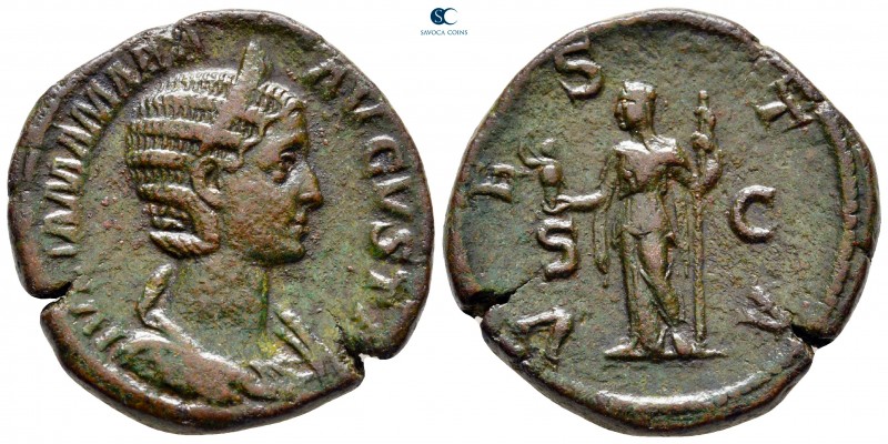 Julia Mamaea. Augusta AD 222-235. Rome
Sestertius Æ

31 mm, 19,55 g

IVLIA ...