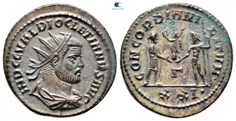 Diocletian AD 284-305. Cyzicus
Antoninianus Æ

22 mm, 4,39 g

IMP C C VAL D...