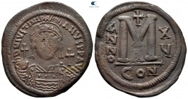 Justinian I AD 527-565. Dated RY 15 (541/2). Constantinople. 4th officina. Follis or 40 Nummi Æ
