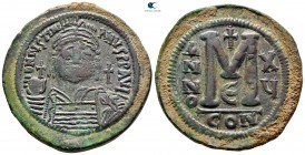 Justinian I AD 527-565. Dated RY 15 (541/2). Constantinople. 5th officina. Follis or 40 Nummi Æ