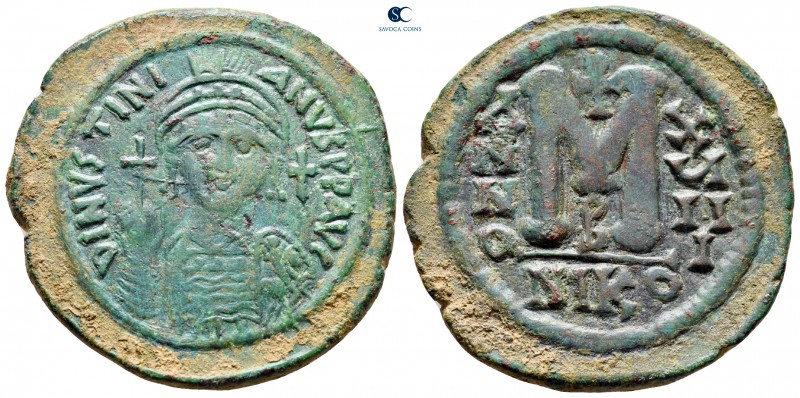 Justinian I AD 527-565. Dated RY 18 (540/41). Nikomedia. 2nd officina
Follis or...