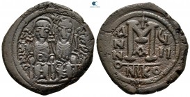 Justin II and Sophia AD 565-578. Dated RY 7 (572/573). Nikomedia. 1st officina. Follis or 40 Nummi Æ