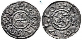 Charles the Bald AD 843-877. Melle mint. Denier AR